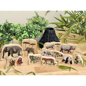 Endangered Animal Families Wooden Characters 