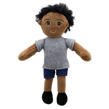 Boy (Dark Skin Tone &amp; Grey Top) - Finger Puppet