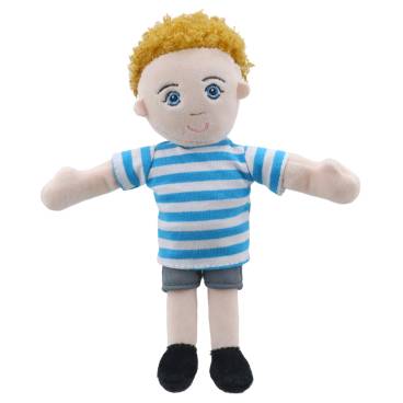 Boy (Light Skin Tone &amp; Blue/White Top) - Finger Puppet