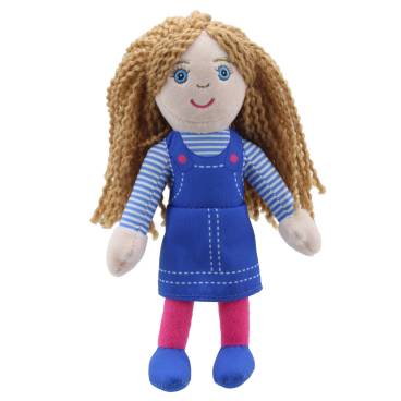 Girl (Light Skin Tone &amp; Blue Top) - Finger Puppet