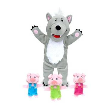 Big Bad Wolf & Three Little Pigs - Hand and Finger Puppet Set